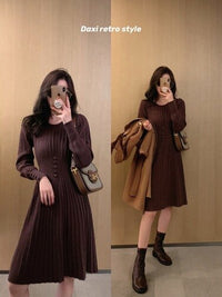 Thumbnail for Vintage Elegant Office Sweater Dress Female