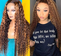 Thumbnail for Preplucked Brazilian Curly Wig Colored Frontal 30 Inch Ombre