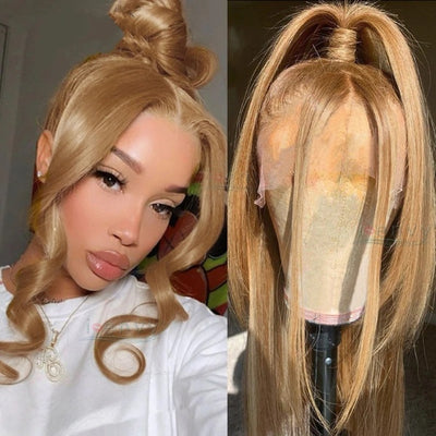 Ginger Blonde Lace Peruvian Straight Human Hair Wig