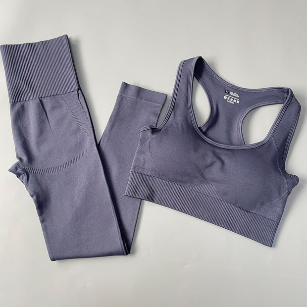 Yoga Set Seamless Gym Set Bras + Leggings + Shirts