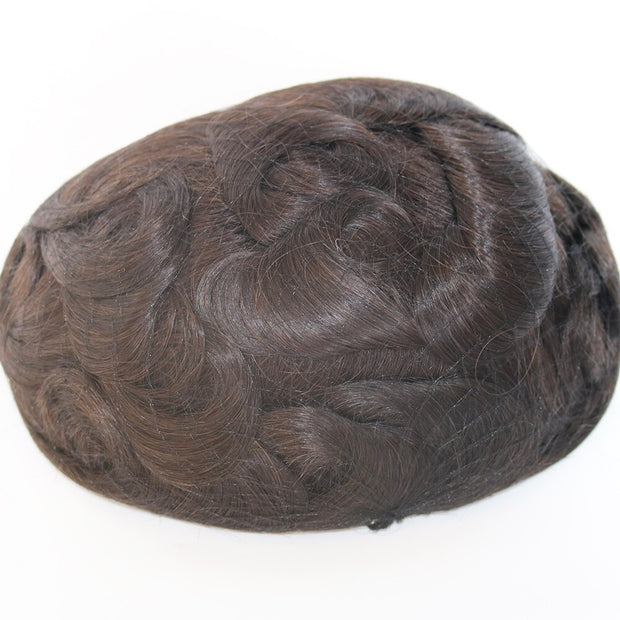 High Density 0.12-0.14mm Durable Skin Natural Human Hair Toupee