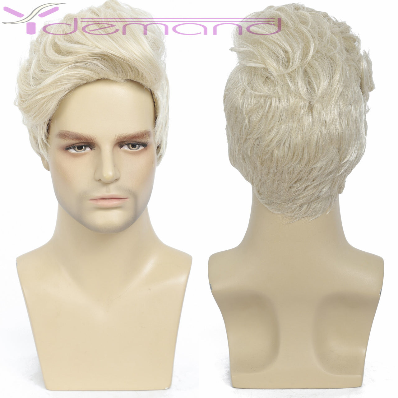 Wig Short Blonde Synthetic Wave Full Wig