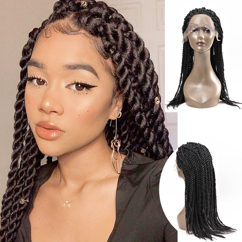 Lace Front Afro Twist Braided Wigs