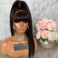 180 Density Indian  Human Hair Wigs With Bangs