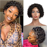 Thumbnail for Pixie Cut Wig Curly Human Hair Wig  4*4 Lace Closure Human Hair Wig