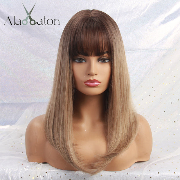 Layered Ombre Wigs With Bangs