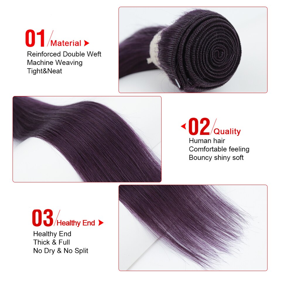 Lavender Purple Human Hair Bundles With Closure Brazilian Hair