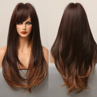 Thumbnail for Ombre Brown Wigs With Full Bangs