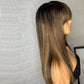 Highlight Blonde Silky Straight Human Hair Wigs With Bangs