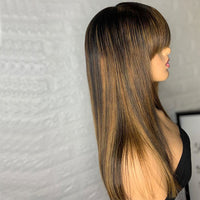 Thumbnail for Highlight Blonde Silky Straight Human Hair Wigs With Bangs