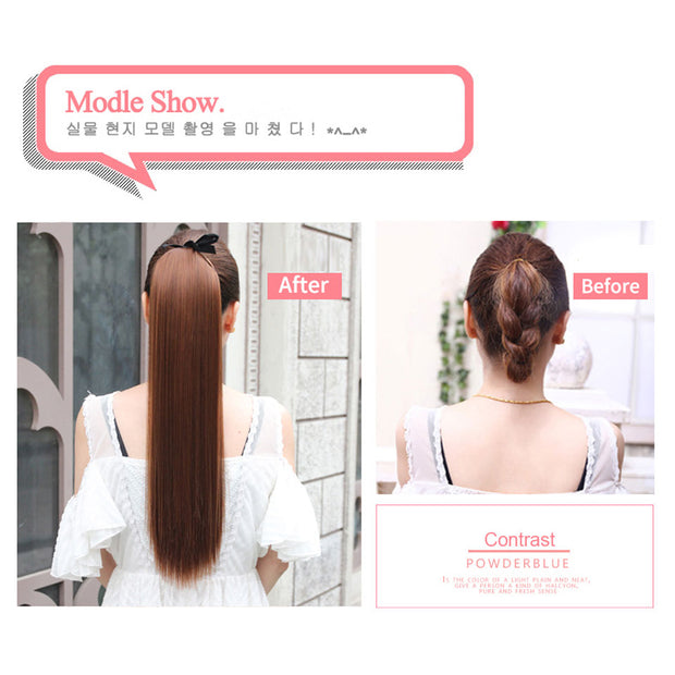 Heat-Resistant Straight Hair With Ponytail