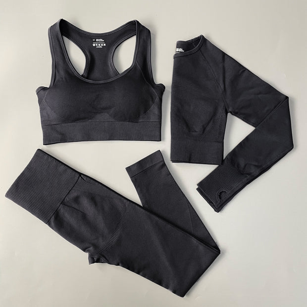 Yoga Set Seamless Gym Set Bras + Leggings + Shirts