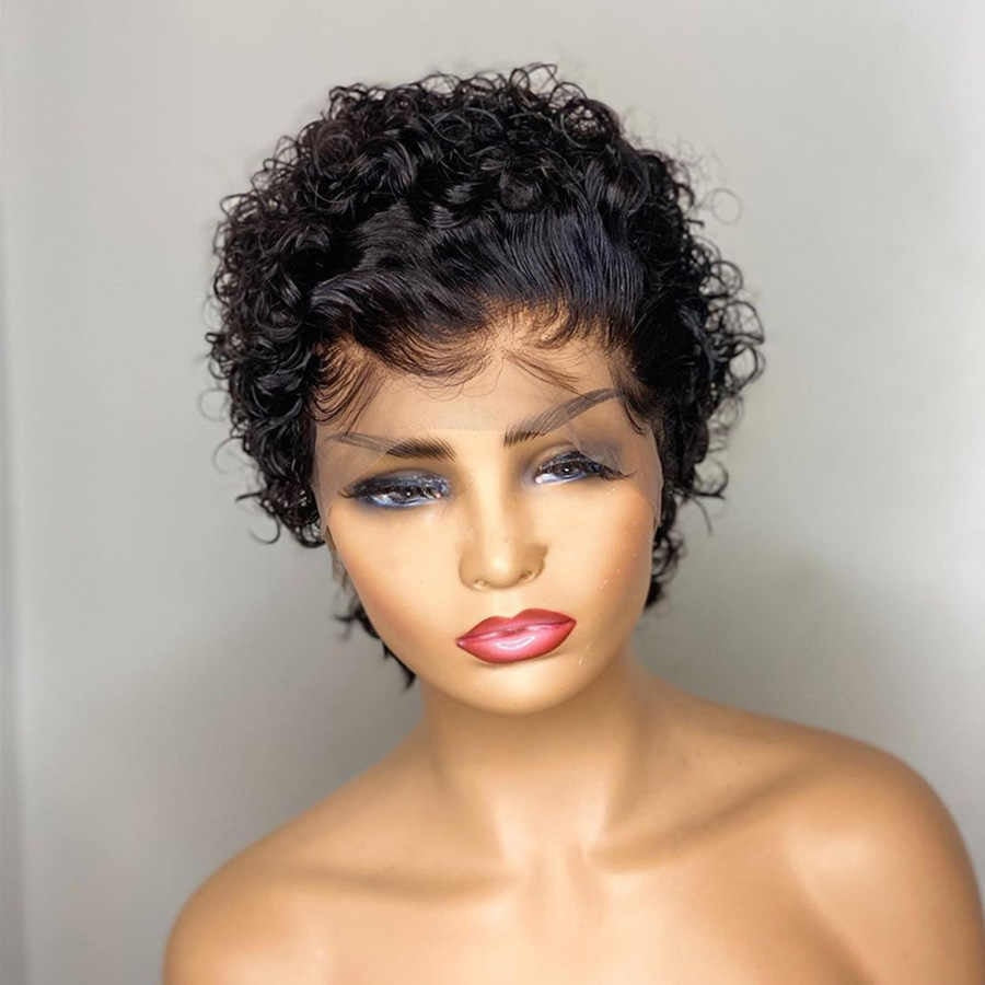 Pixie Cut Wig Curly Human Hair Wig  4*4 Lace Closure Human Hair Wig