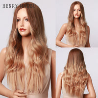 Thumbnail for Ombre Brown Blonde Wig Long Wavy Middle Part