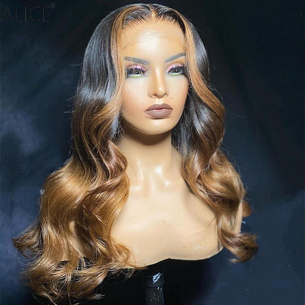 Ombre Wave Lace Front Human Hair Wigs with Baby Hair