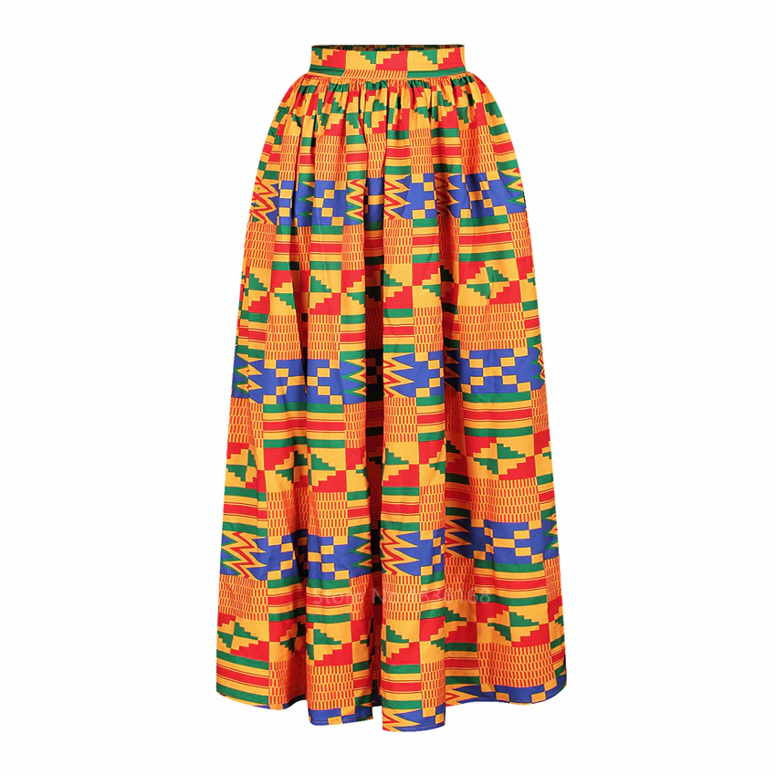 Full Sleeve Shoulder Off Dashiki Print Split Skirts