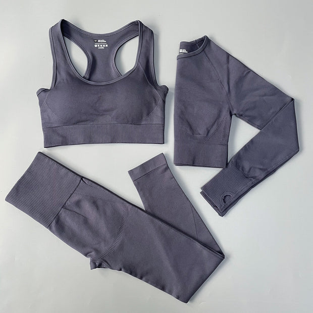 Yoga Set Seamless Gym Set Bras + Leggings + Shirts