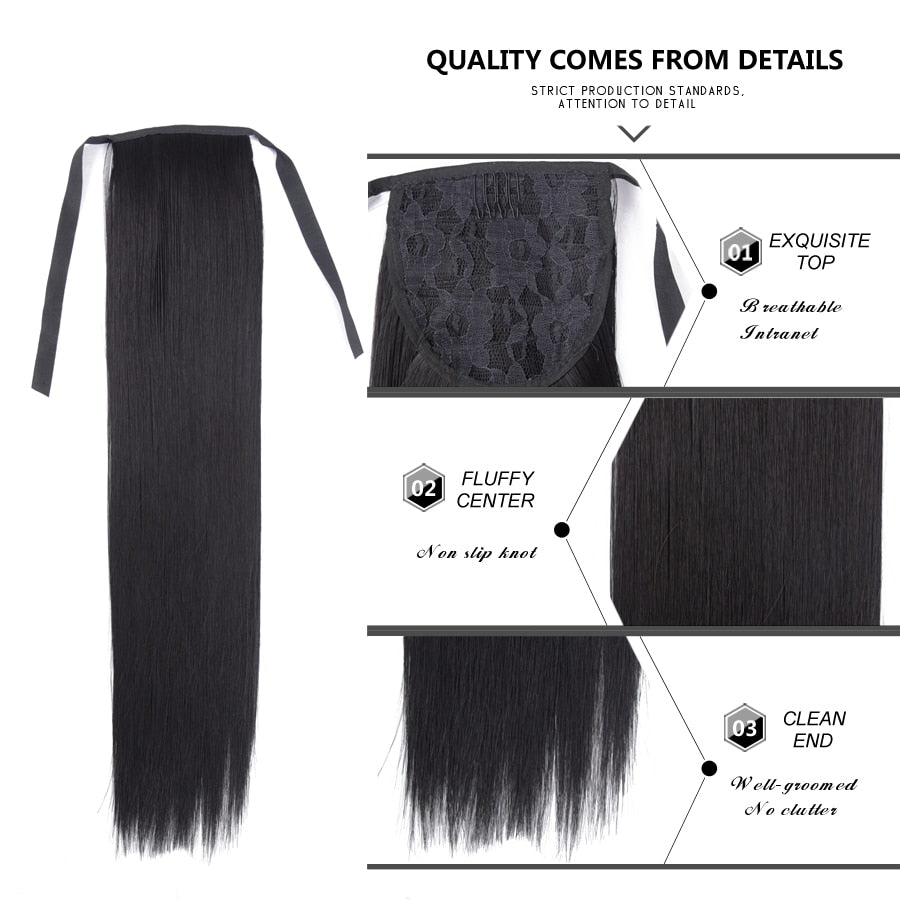 Heat-Resistant Straight Hair With Ponytail