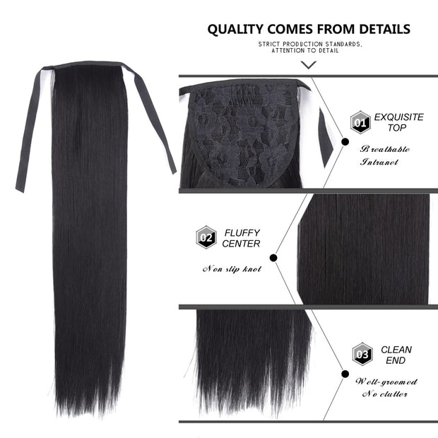 Heat-Resistant Straight Hair With Ponytail