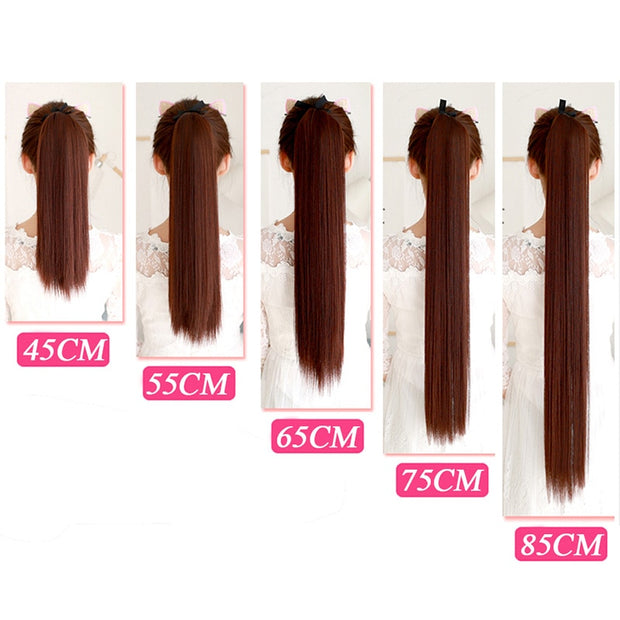 Heat-Resistant Straight Hair With Ponytail