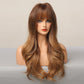 Ombre Brown Wigs With Full Bangs
