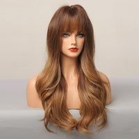 Thumbnail for Ombre Brown Wigs With Full Bangs