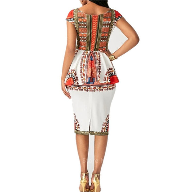 Top Pants Suit Dashiki Print Ladies Clothes Robe
