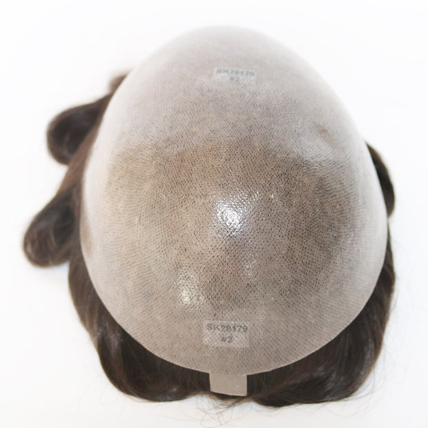 High Density 0.12-0.14mm Durable Skin Natural Human Hair Toupee