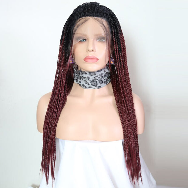 Ombre Burgundy Wigs 2X Twist Braids Braided