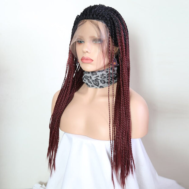 Ombre Burgundy Wigs 2X Twist Braids Braided
