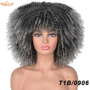Afro Kinky Curly Wigs With Bangs
