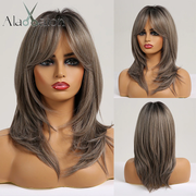 Layered Ombre Wigs With Bangs