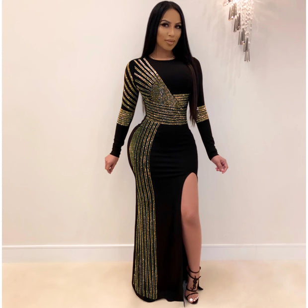Sequins O-Neck Long Sleeves Dress