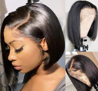 Thumbnail for Short Bob Straight 4X4 Lace Closure Wigs PrePlucked Baby Hair