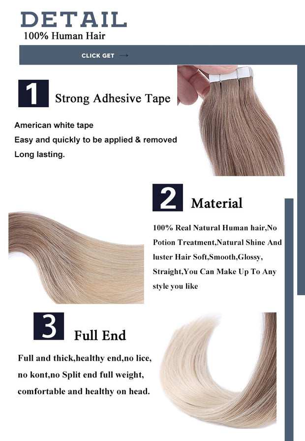 Tape in Human Hair Extensions 100% Real Remy Human Hair Extensions