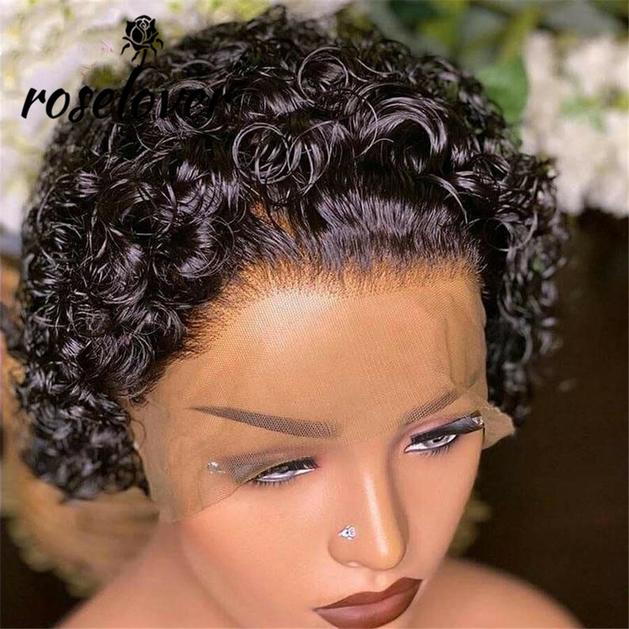 Pixie Cut Wig Curly Human Hair Wig  4*4 Lace Closure Human Hair Wig