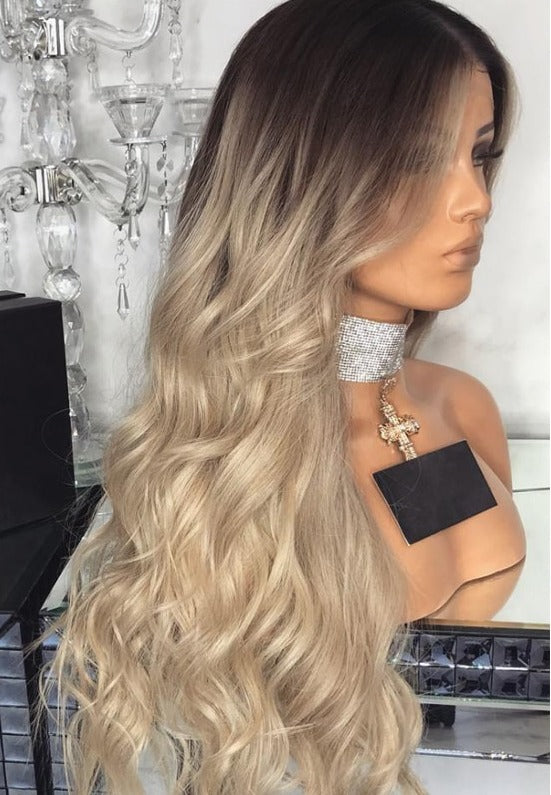 Ombre Light Blonde Human Hair Pre -plucked Hair