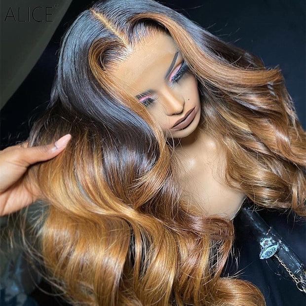 Ombre Wave Lace Front Human Hair Wigs with Baby Hair