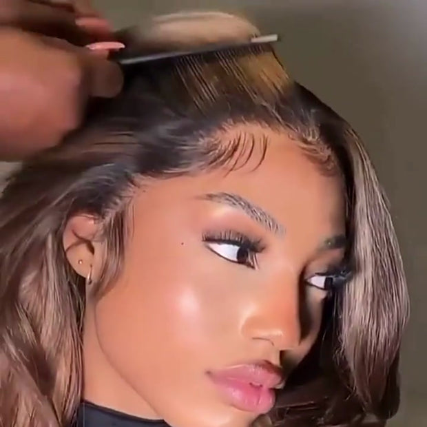Highlight Honey Blonde Short Bob Brazilian Remy Hair Wig