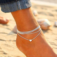 Thumbnail for Bohemian Silver Heart Multi Chain Anklet Ankle Bracelet
