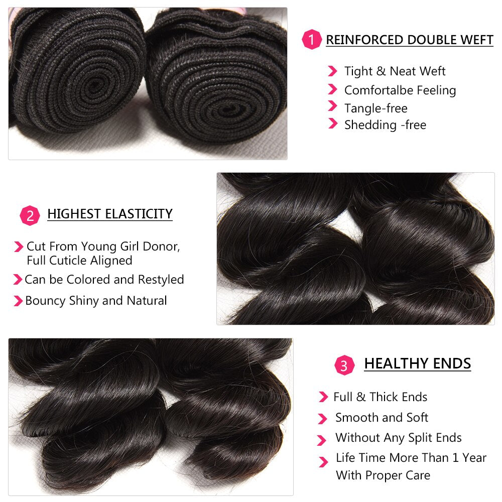 Loose Wave Bundles With Frontal Brazilian Hair