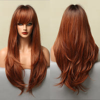 Thumbnail for Ombre Brown Wigs With Full Bangs