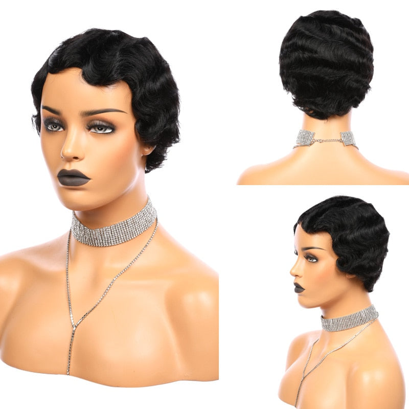 Pixie Cut Human Hair Short Bob Wig