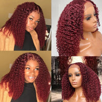 Thumbnail for 99J Burgundy Colored HD Transparent 13x6 Lace Frontal Human Hair Wigs