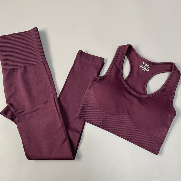 Yoga Set Seamless Gym Set Bras + Leggings + Shirts
