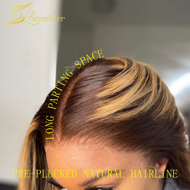 Short Highlight Wig Ombre Brown