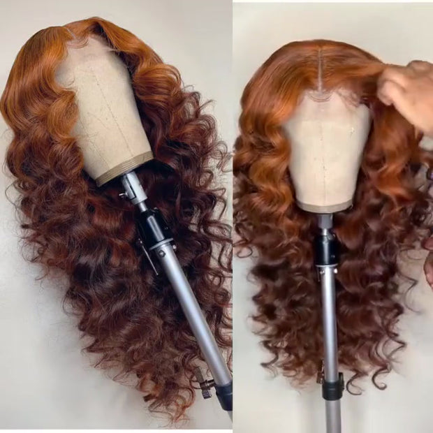 Omber Brown Lace Front Wigs With Pre Plucked Hairline