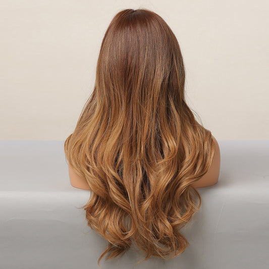 Ombre Brown Wigs With Full Bangs