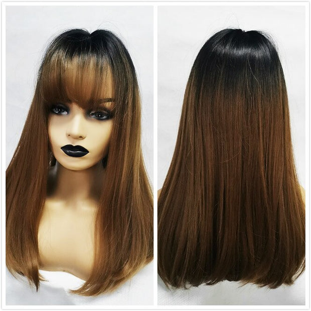Layered Ombre Wigs With Bangs