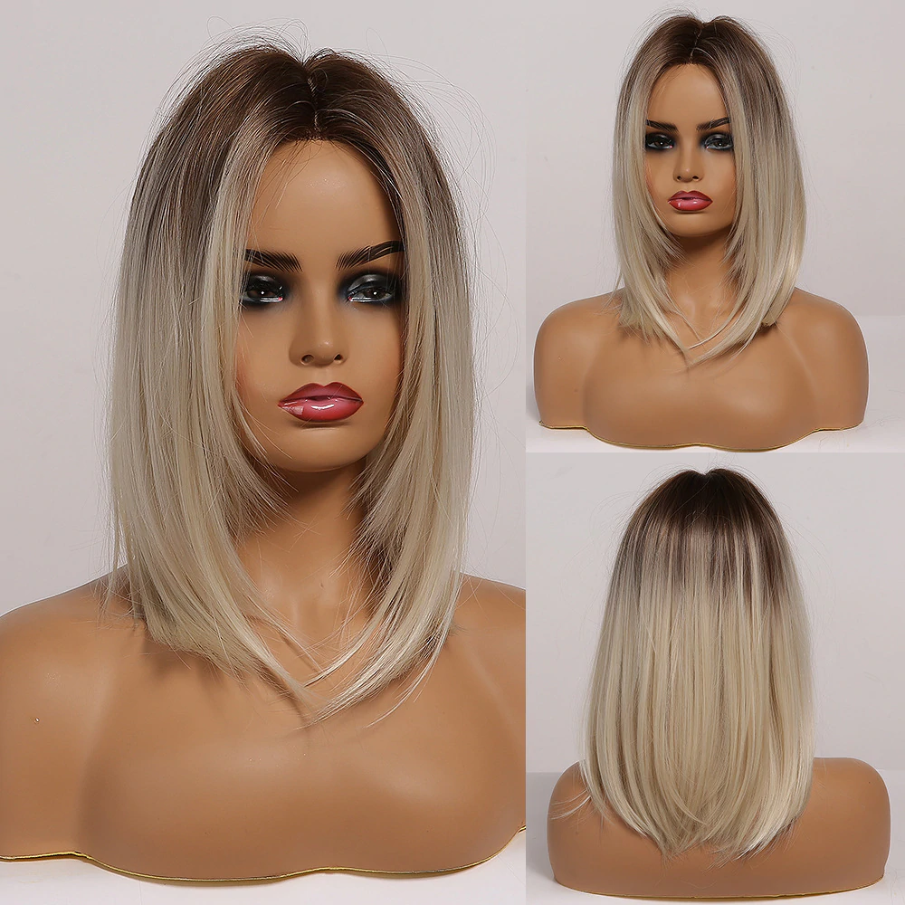 Layered Ombre Wigs With Bangs
